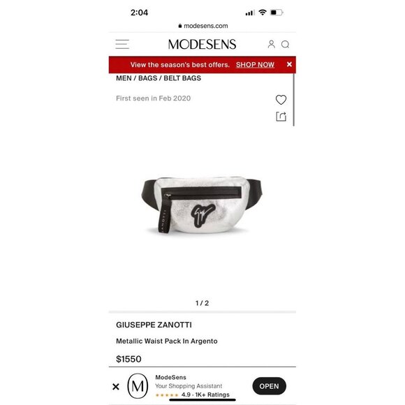 Giuseppe Zanotti Metallic Waist Pack Argento Silver $1550 - Picture 5 of 5